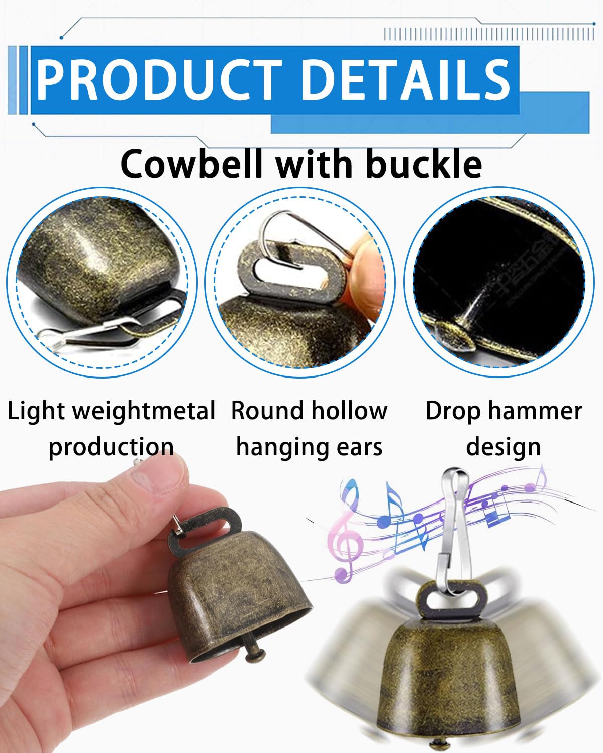 BARRU 5 pcs campane in rame per cani e gatti, per animali domestici, mucca, cavallo, pecora, pascolo, piccole campane in ottone, campane anti-smarrimento, campane per animali - bronzo