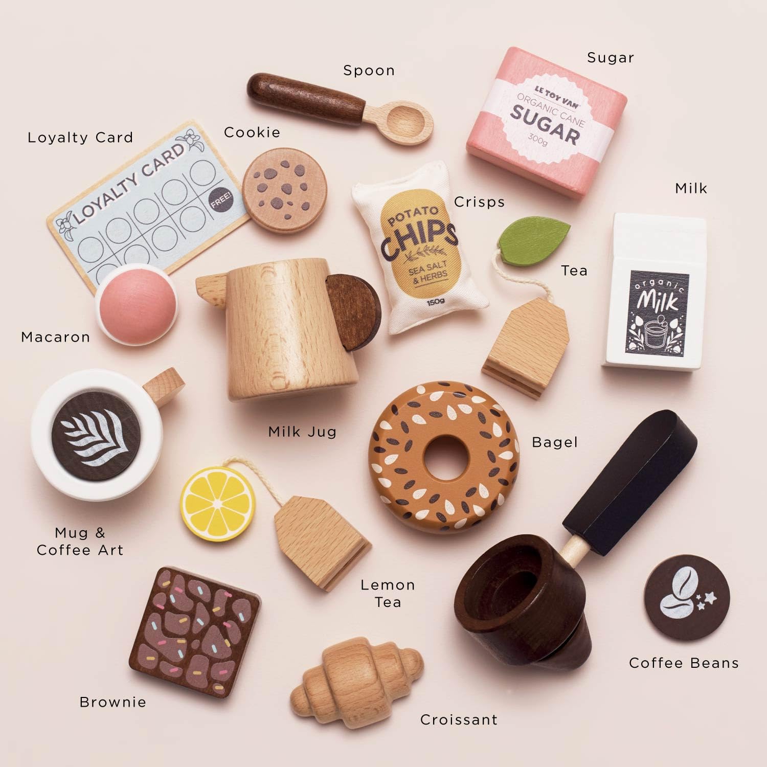 Petit Jour Machine à Café Barista en Bois FSC, Set de Jeu pour Enfants 3+, 40,7 x 15 x 31,5 cm, avec Accessoires de Coffee Shop, Caisse et Gourmandises