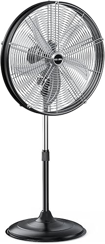 Miniatura 9 de Ventilador de pedestal oscilante de alta velocidad de 5300 CFM de 20 pulgadas, ventilador profesional de pie de 3 velocidades, ventilador industrial