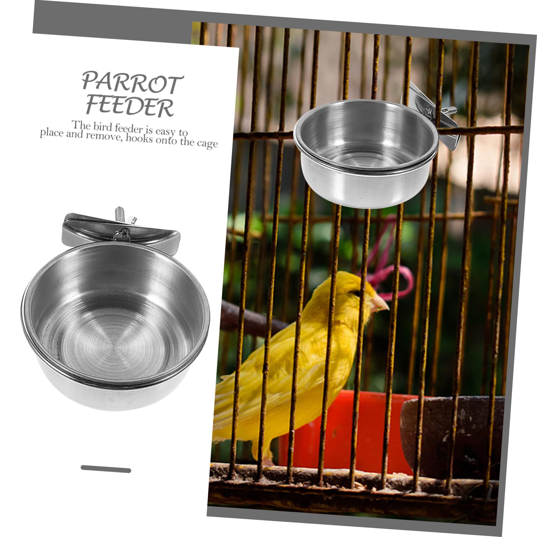 TOYANDONA 3 Stück Vogelfutterset aus Edelstahl mit Großem Fassungsvermögen Multifunktionaler Papageien Hängebecher für Käfigfütterung Leicht zu Platzieren