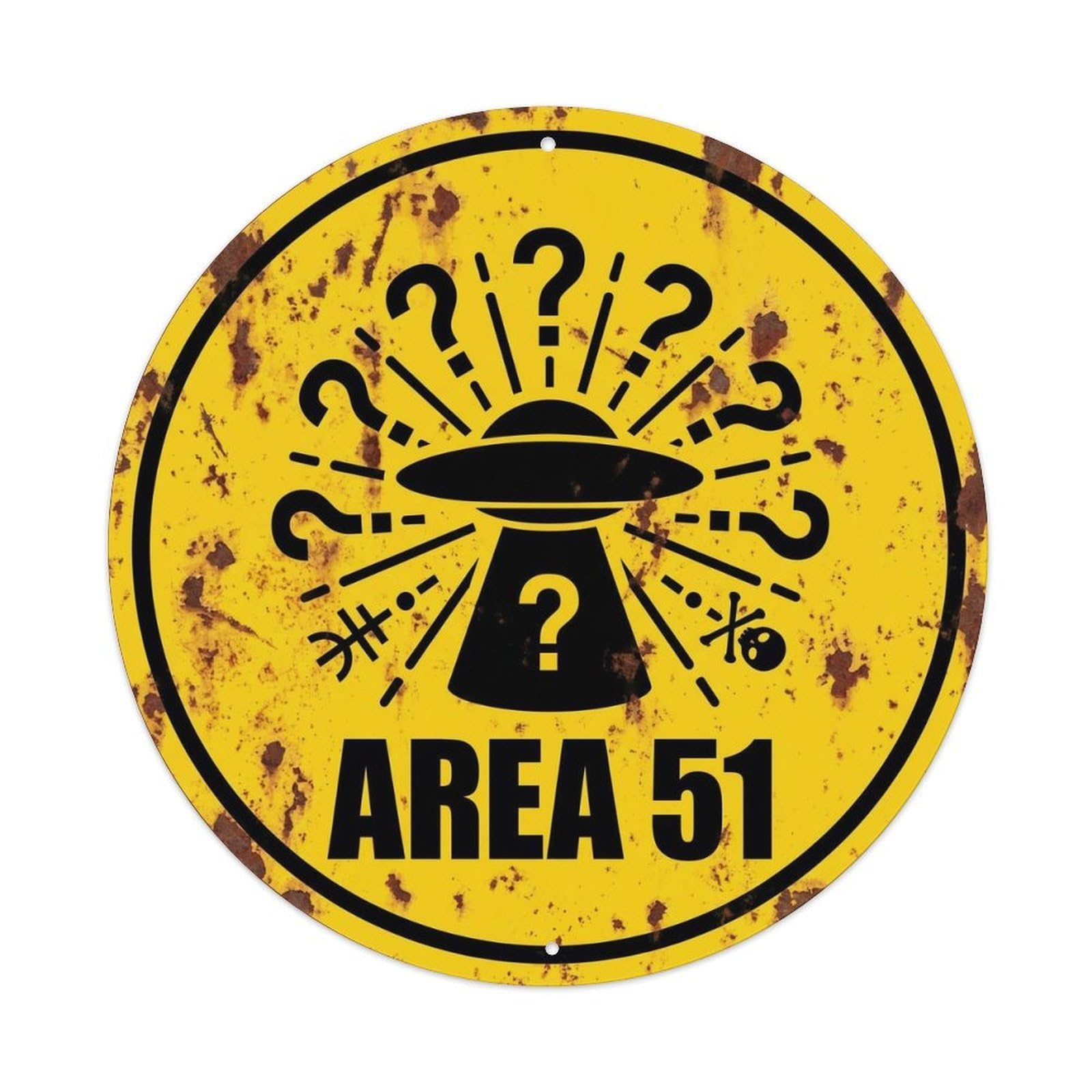 Alien Area 51 Question Mark Saucer Mystery Metal Tin Sign