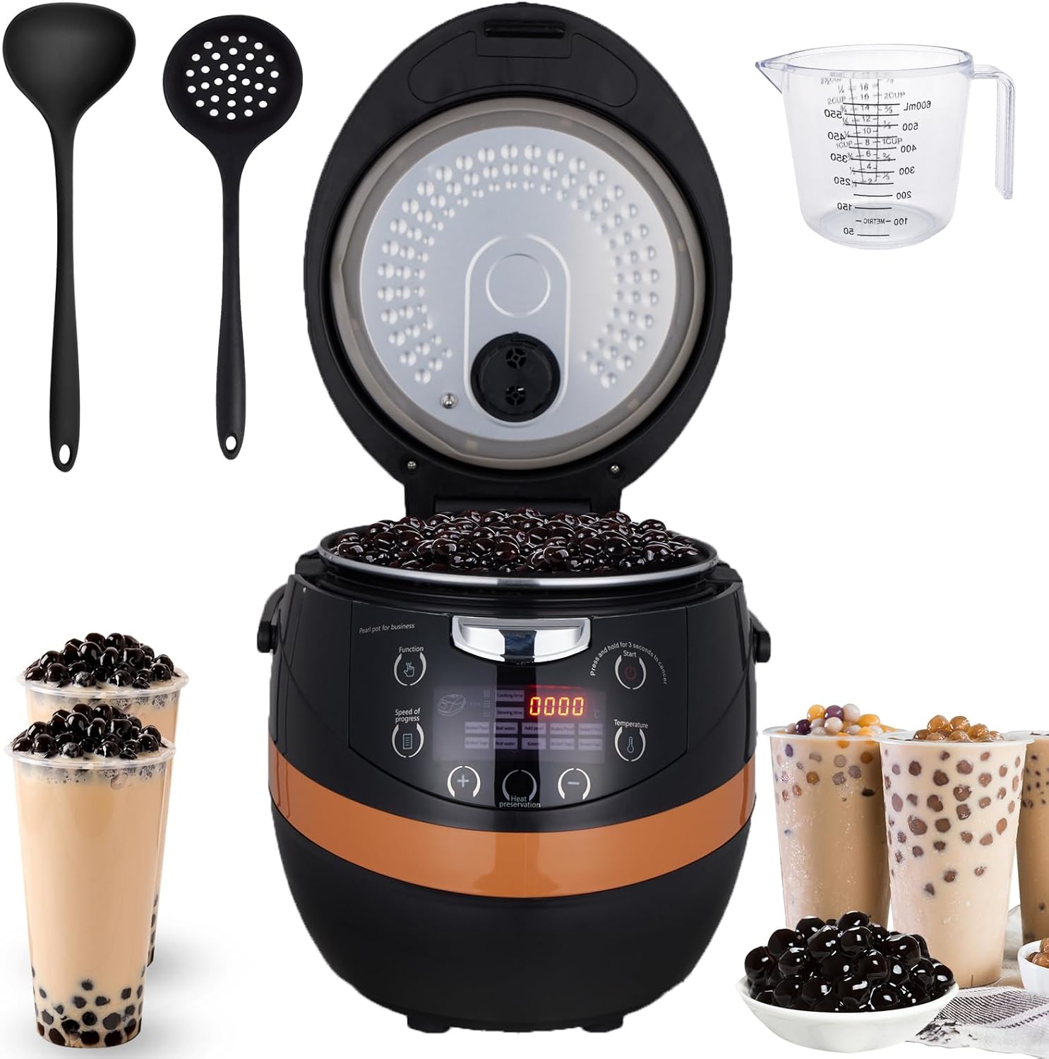 Automatic Commercial Boba Cooker 8L - 1350W Commercial Boba Maker Boba Machine for Tapioca Pearls Bubble Tea Milk Tea, Suit for Milk Tea Stores Restaurants Dessert Stores Lounge Bars