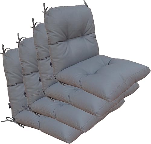BOSSIMA Cojines de repuesto para silla de respaldo alto para interiores y exteriores, juego de 4 cojines para asientos de patio, color gris oscuro