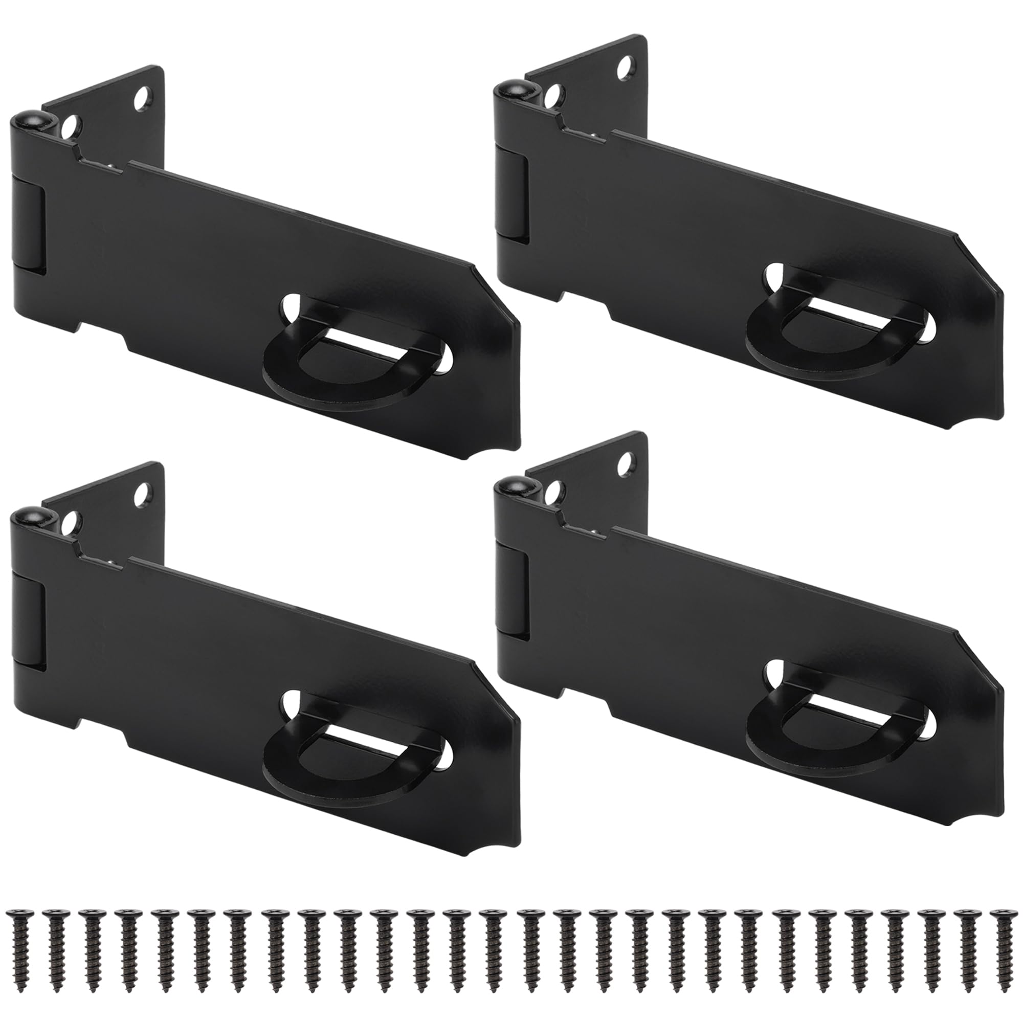 4 Inch Door Lock Hasp Latch, Security Packlock Clasp Hasp Lock Latch, Stainless Steel Gate Lock Hasp for Outdoor Fence Gate,Barn Door, Cabinet, Drawer, Brushed Finish with Screws, 4 Pack