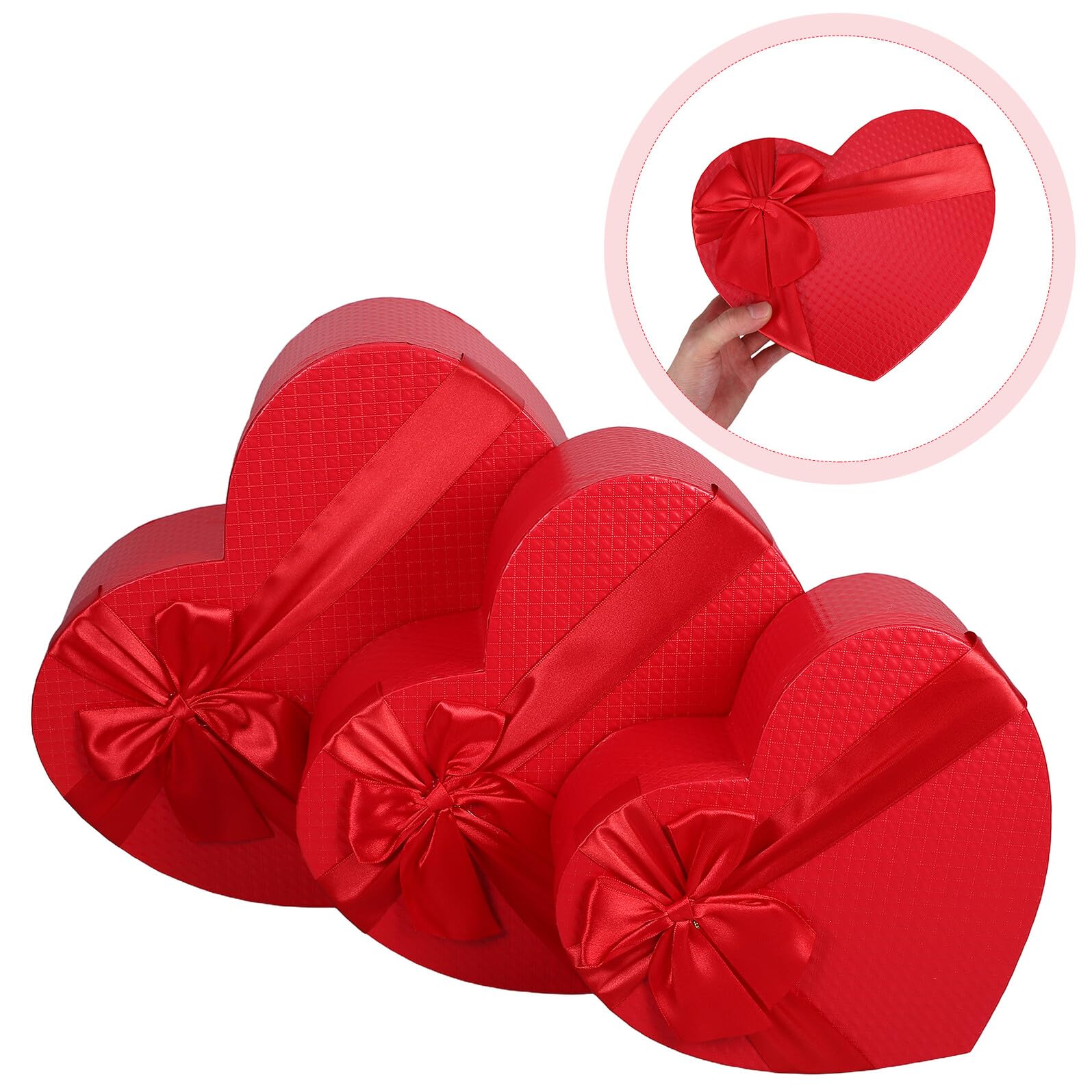 TOYANDONA Herzförmige Geschenkboxen 3 Stück aus Papier Rot Glatt Dekorative Verpackungsboxen für Valentinstag Geburtstag und Jahrestag