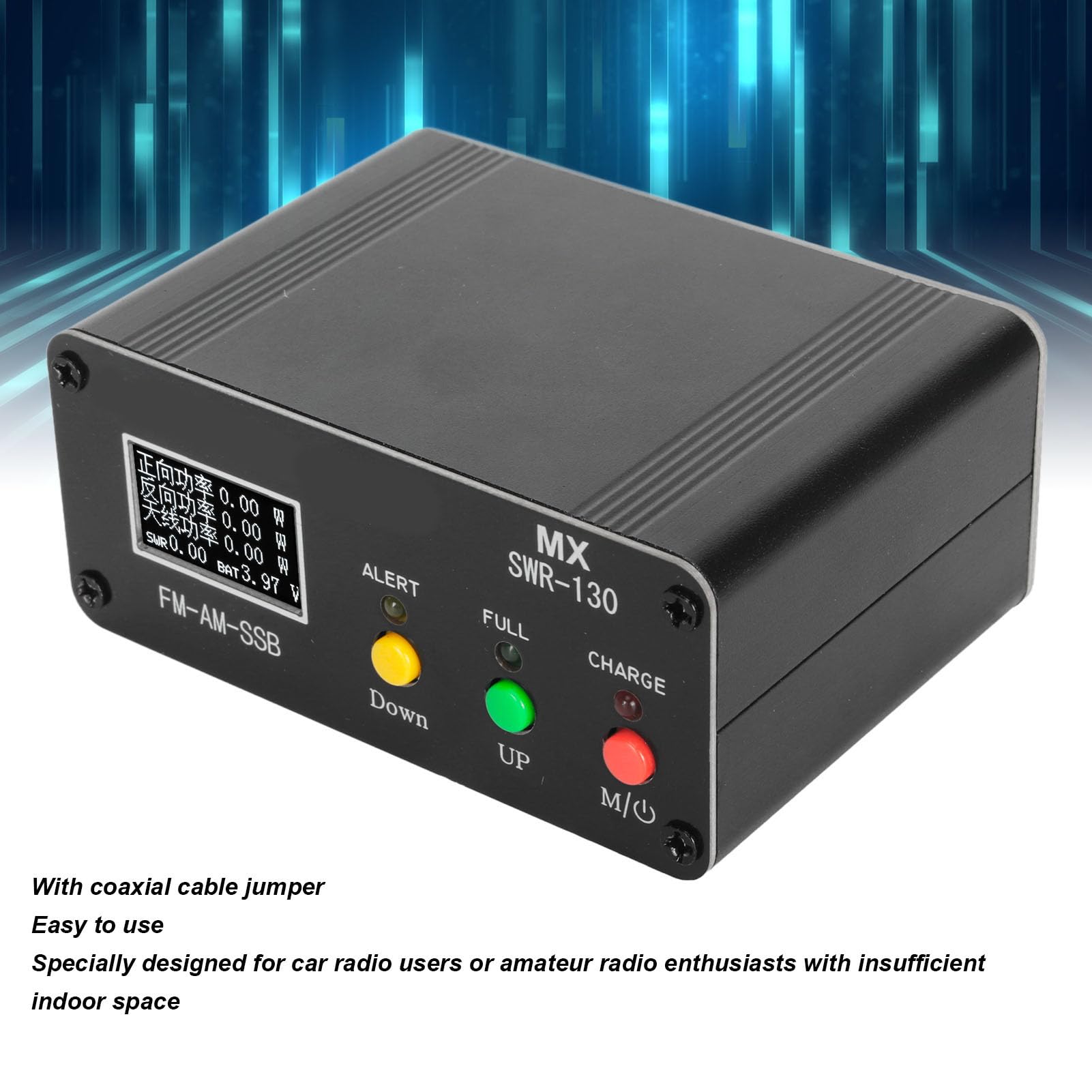 Miernik SWR, Miernik Mocy SWR Cyfrowy Miernik Mocy SWR VHF UHF, Bateria Litowa 1000 mAh, Organiczny Wyświetlacz Diodowy 128X64, Tryb SSB Maksymalnie 200W, Ponad 200W Alarm Dźwiękowy