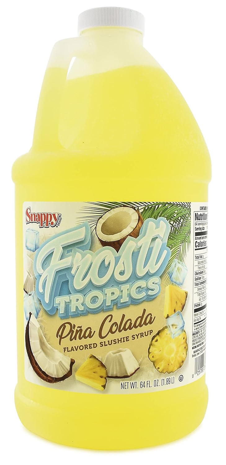 Snappy Frosti Tropics Pina Colada Slushie Mix, 6 Pack 1/2 Gallon, Slushy Syrup for Frozen Cocktails and Mocktails