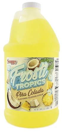 Snappy Frosti Tropics Pina Colada Slushie Mix, 1/2 Gallon, Slushy Syrup for Machines, Granita, Cocktails and Blended Drinks