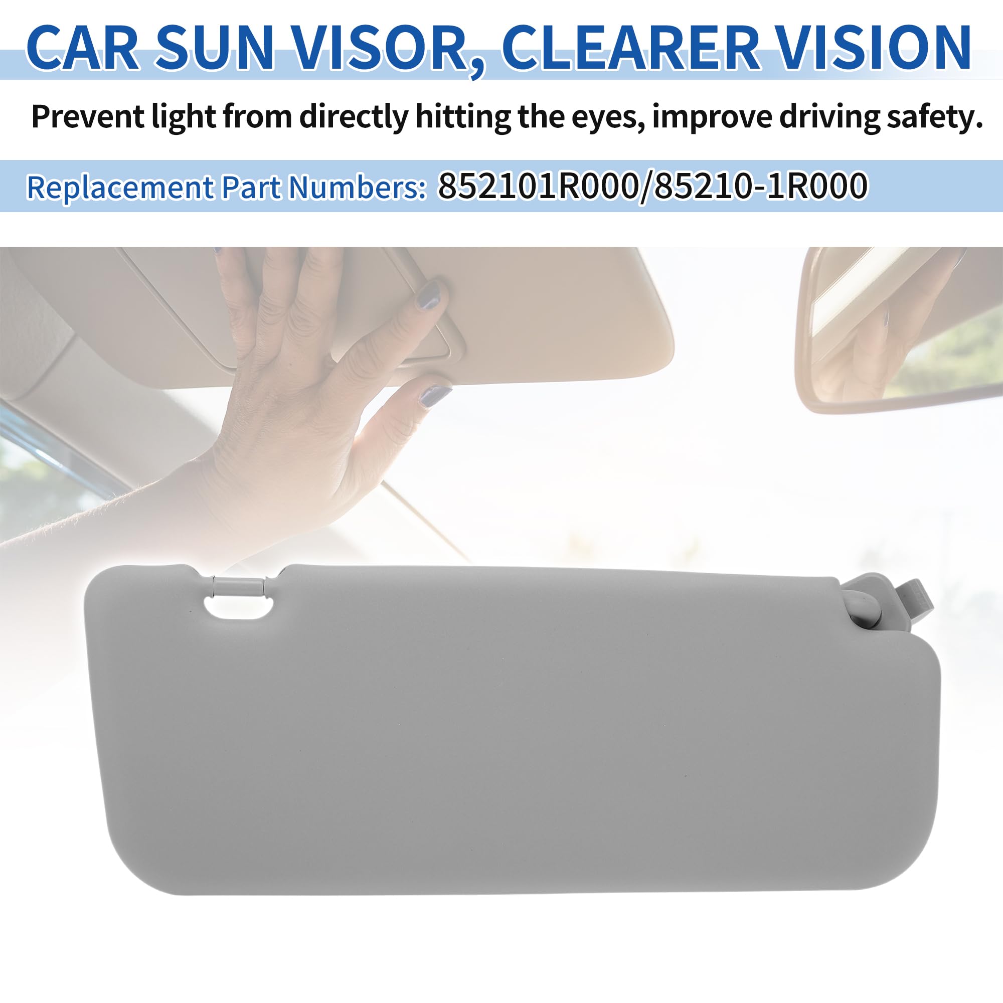 KMBNTU Driver Side Sun Visor For Hyundai Accent (2011-2015) – Gray Replacement Visor, Easy Install - View #3