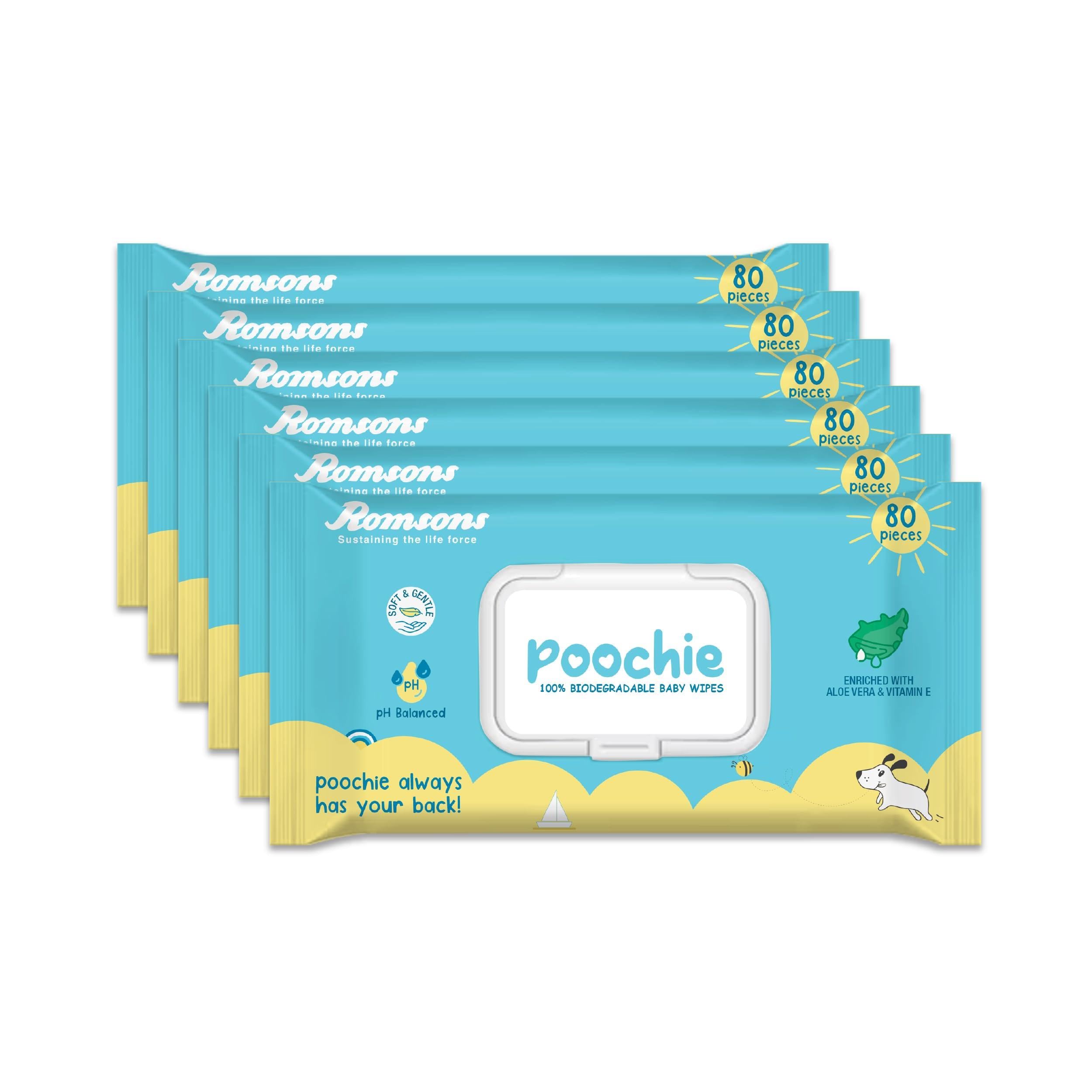 DIGNITY Poochie 100% Biodegradable Clear Color Baby Wipes (150 x 200 mm) -Pack of 6, 480 Wipes-image-48