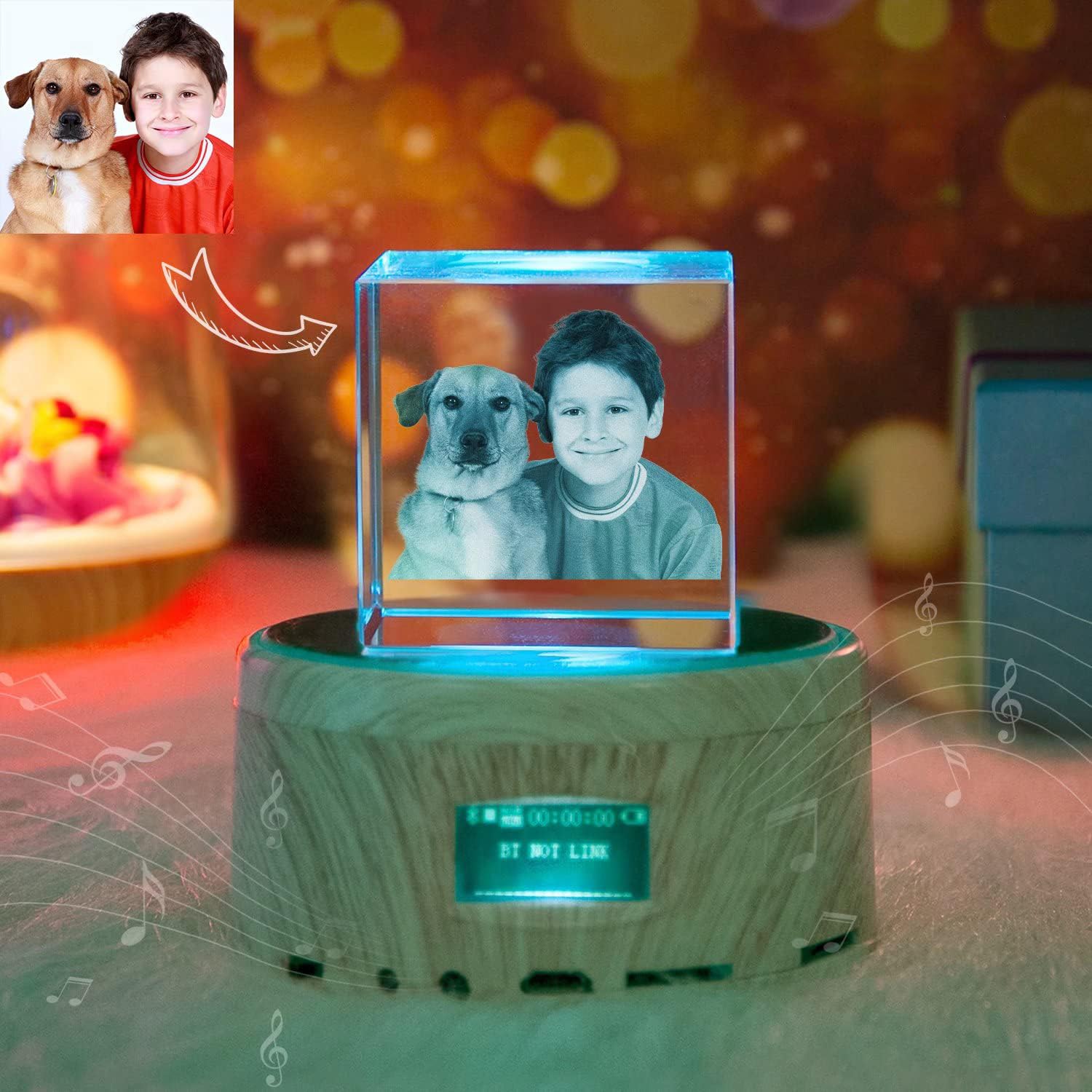 Angry Egg Boy Cube Personalize Your Photo LED 3D Night Light Mother Gifts for Christmas Kids Boys & Girls Women Birthday Gifts with Led Colourful