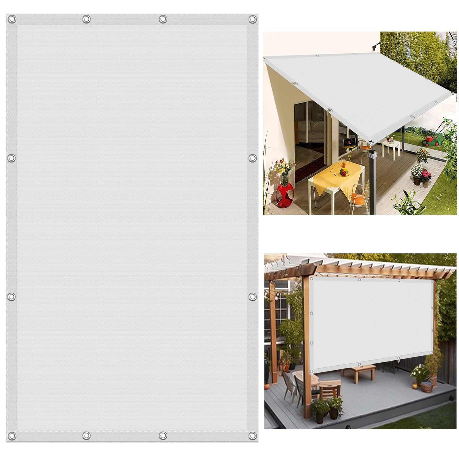 Voile d'ombrage rectangulaire blanc pour terrasse et repas d'été au frais