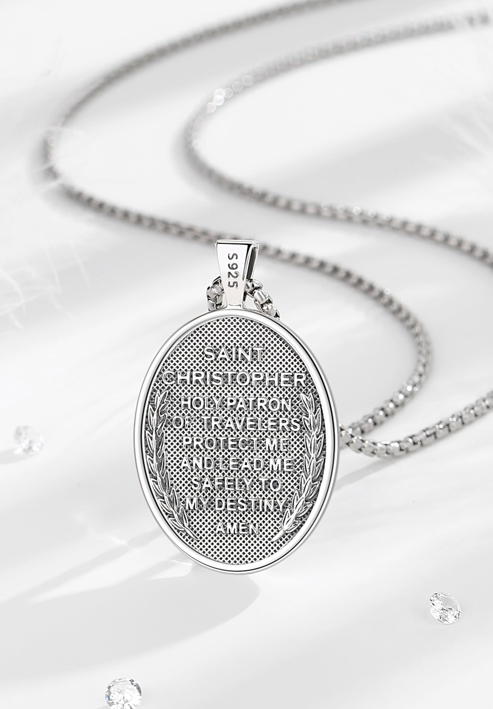 Srebro próby 925 St Christopher/St Michael/St Benedict/St Jude/Virgin Mary/St Gabriel/St Gabriel/St Anthony Naszyjnik dla mężczyzn i kobiet, ochrona religii, amulet, wisiorek,