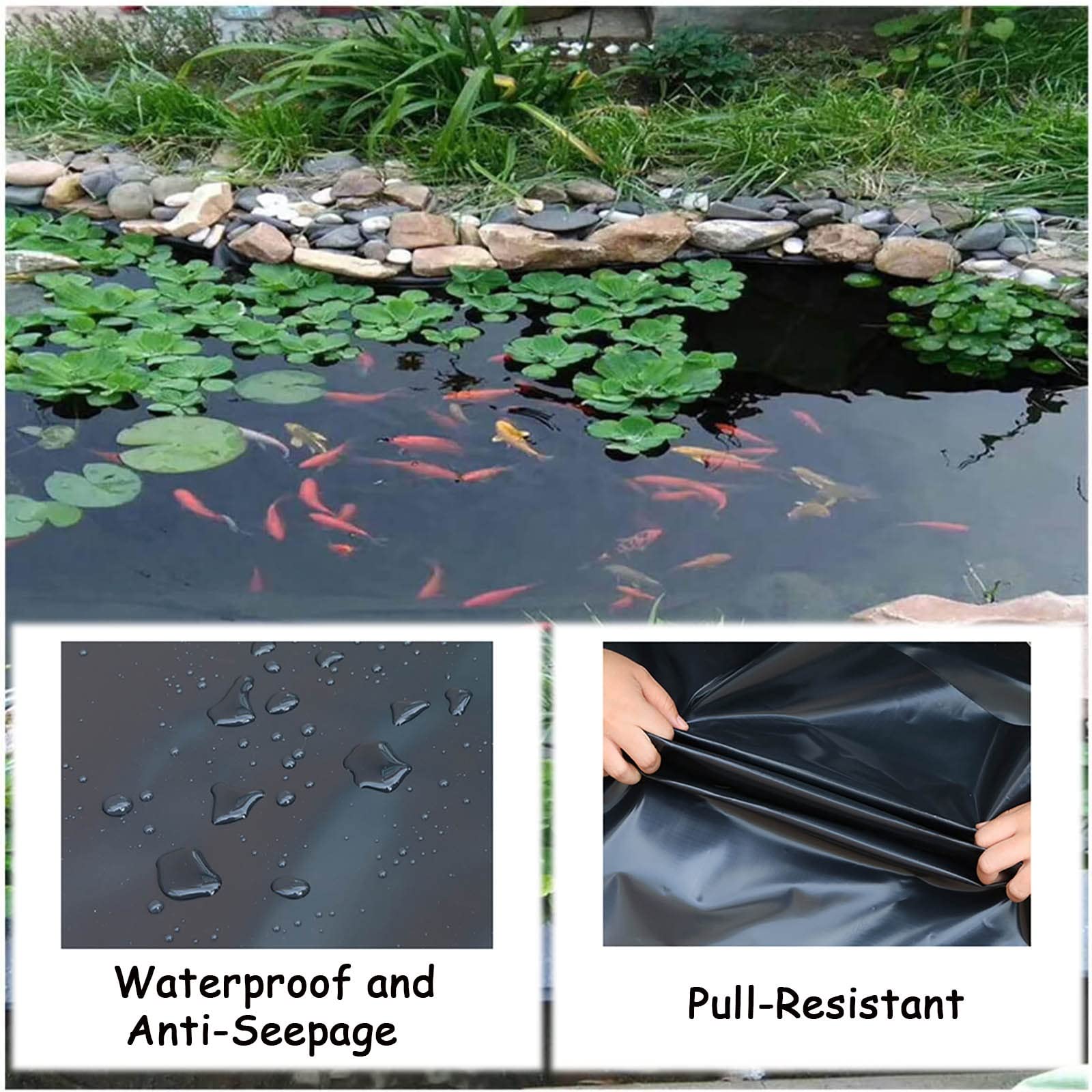 Telo per laghetto Resistente ai Raggi UV - Copertura Impermeabile, Adatta a Pesci, Piante acquatiche, ECC. - Telo Impermeabile, Adatto per laghetti paesaggistici e da Giardino. Dimensioni: