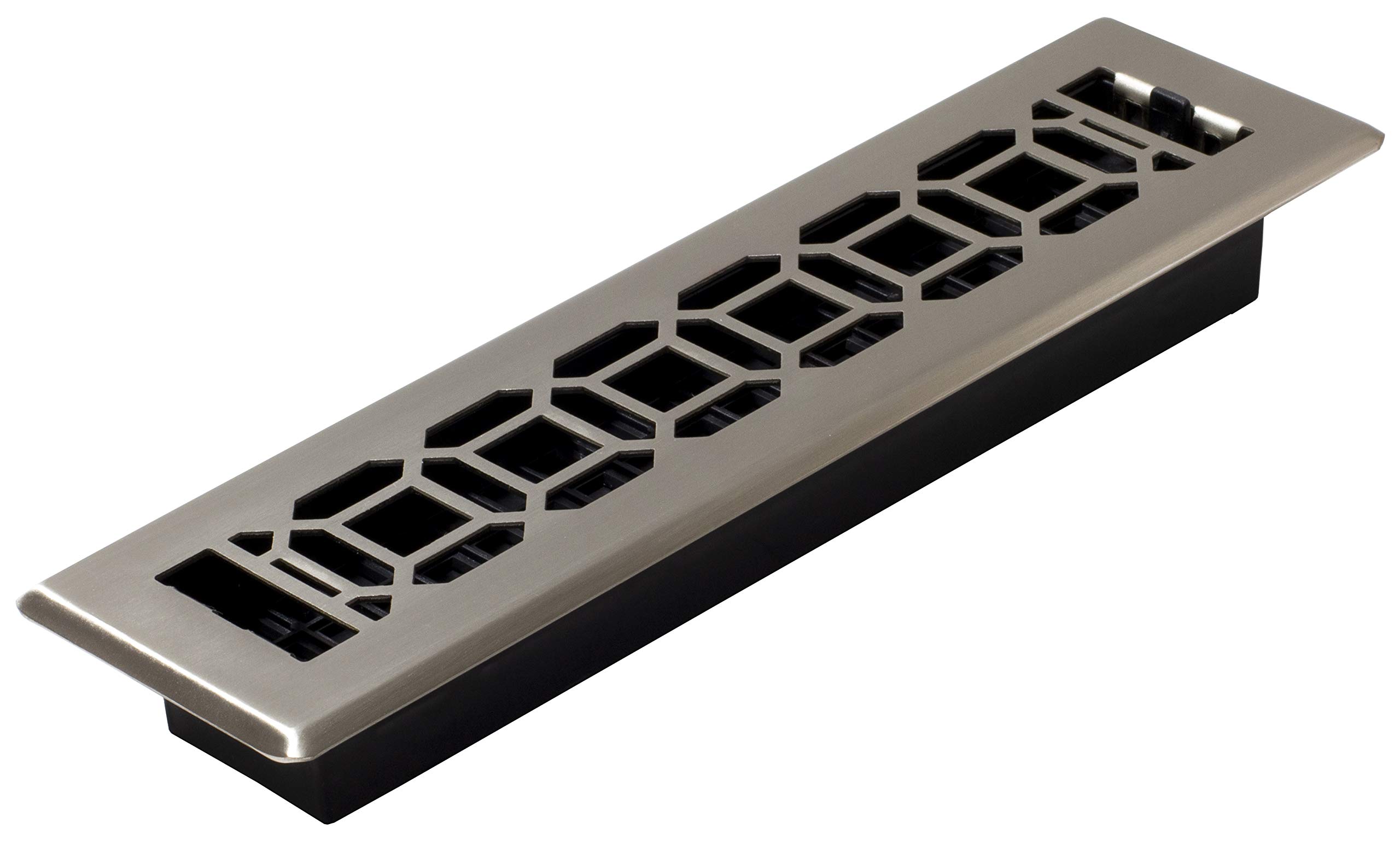 Decor Grates NGH212-NKL Floor Register, Plated Nickel, 2 x 12