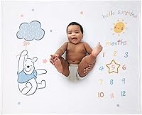 Vista 2 de Disney Winnie The Pooh Manta de Bebé de Hitos Súper Suave Blanca, Amarilla y Aguamarina