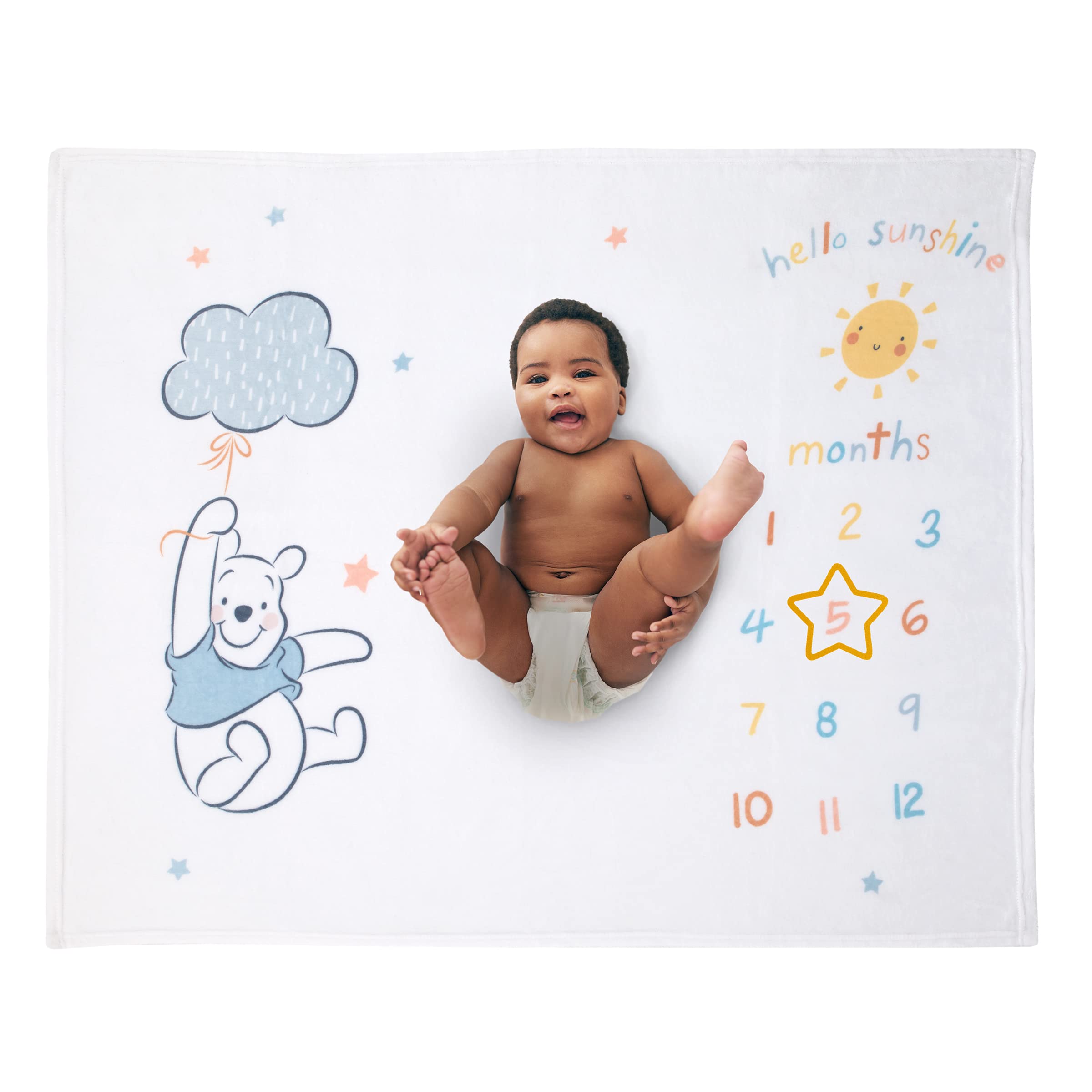 Disney Winnie The Pooh - Coperta super morbida per neonati, colore: bianco, giallo e acqua