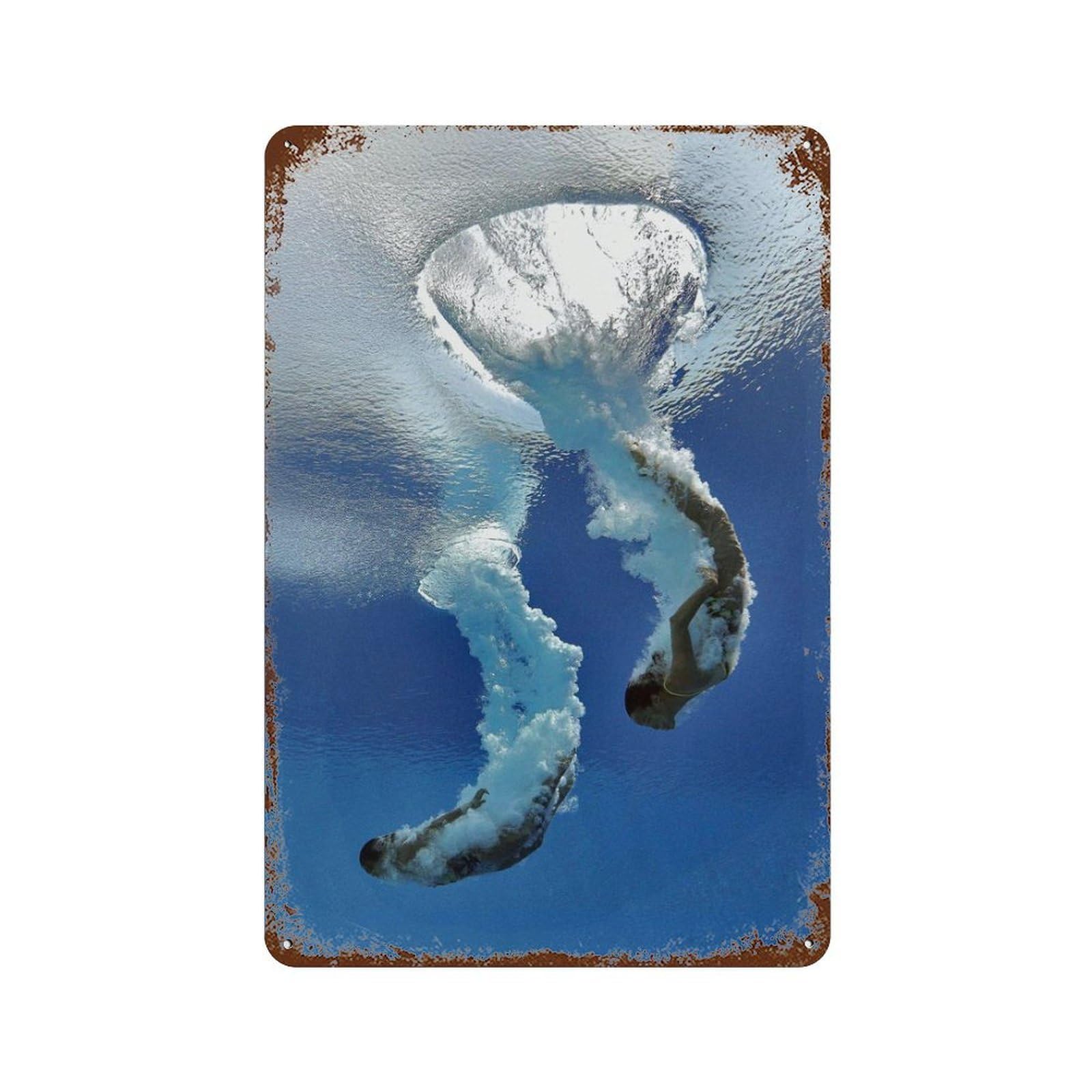 xiaoxiaoshen Diving, Photography Prints Wall Decor Art Metal Tin Poster Modern Home Decor Art Home Bar Shop Decorations Vintage Sign 30x20cm