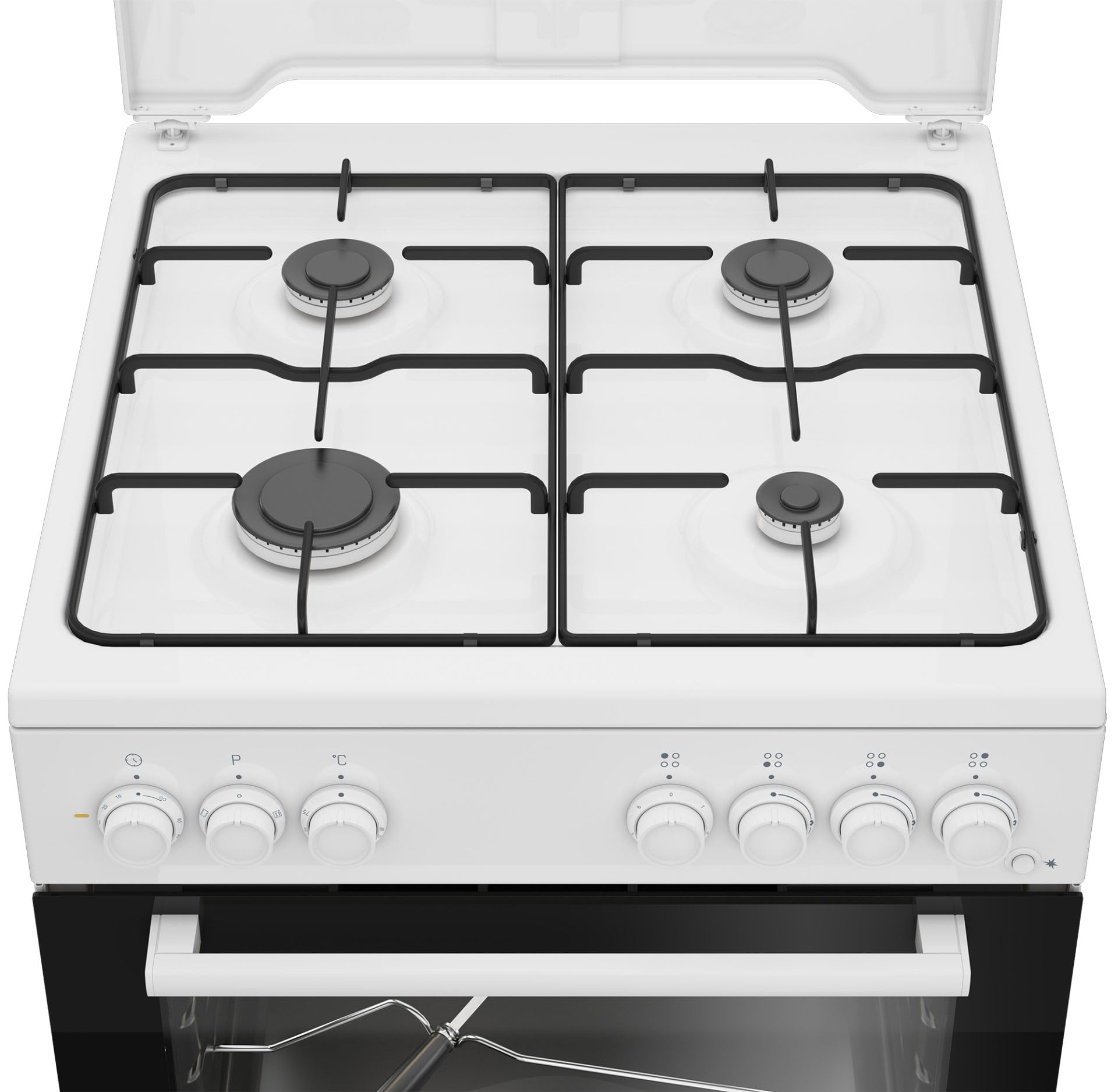 FBST62110ST - Cucina a gas con forno elettrico, 60x60 cm, Bianco, Classe energetica A