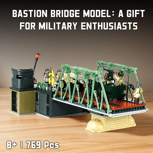 Miniatura 2 de WW2 Bastion Bridge - Juego de bloques de construcción de 769 piezas con 8 soldados de juguete, vehículos militares y artillería, regalo de juguete