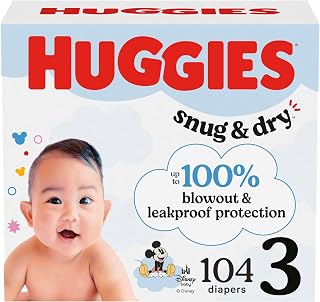 Size 3 Diapers, Snug & Dry Baby Diapers, Size 3 (16-28 lbs), 104 Count, Packaging May Vary
