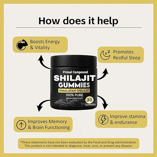 Miniatura 3 de Gomitas Primal Compound Shilajit, ricas en minerales traza y ácido fúlvico, sin OMG, aumentan la energía y la inmunidad, 30 gomitas