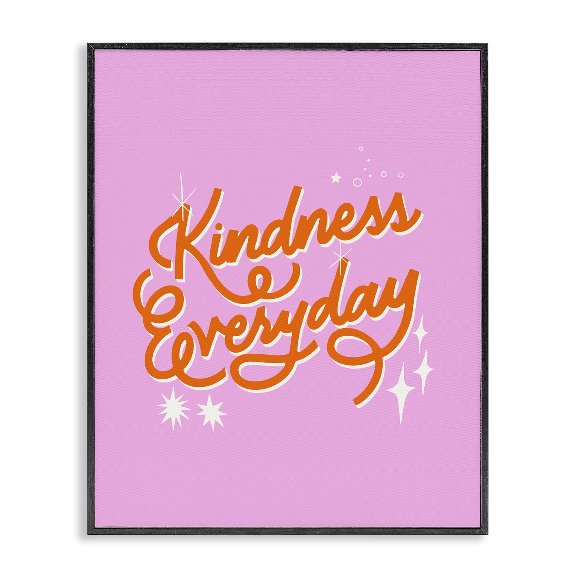 Stupell Industries Kindness Everyday Inspirational Quote 'Cursive Kindness Everyday', Framed Giclee Art, Black, 16 X 20 Inches, Easy To Hang And Sturdy, Made In Usa, By Indira Prieto | Indysign