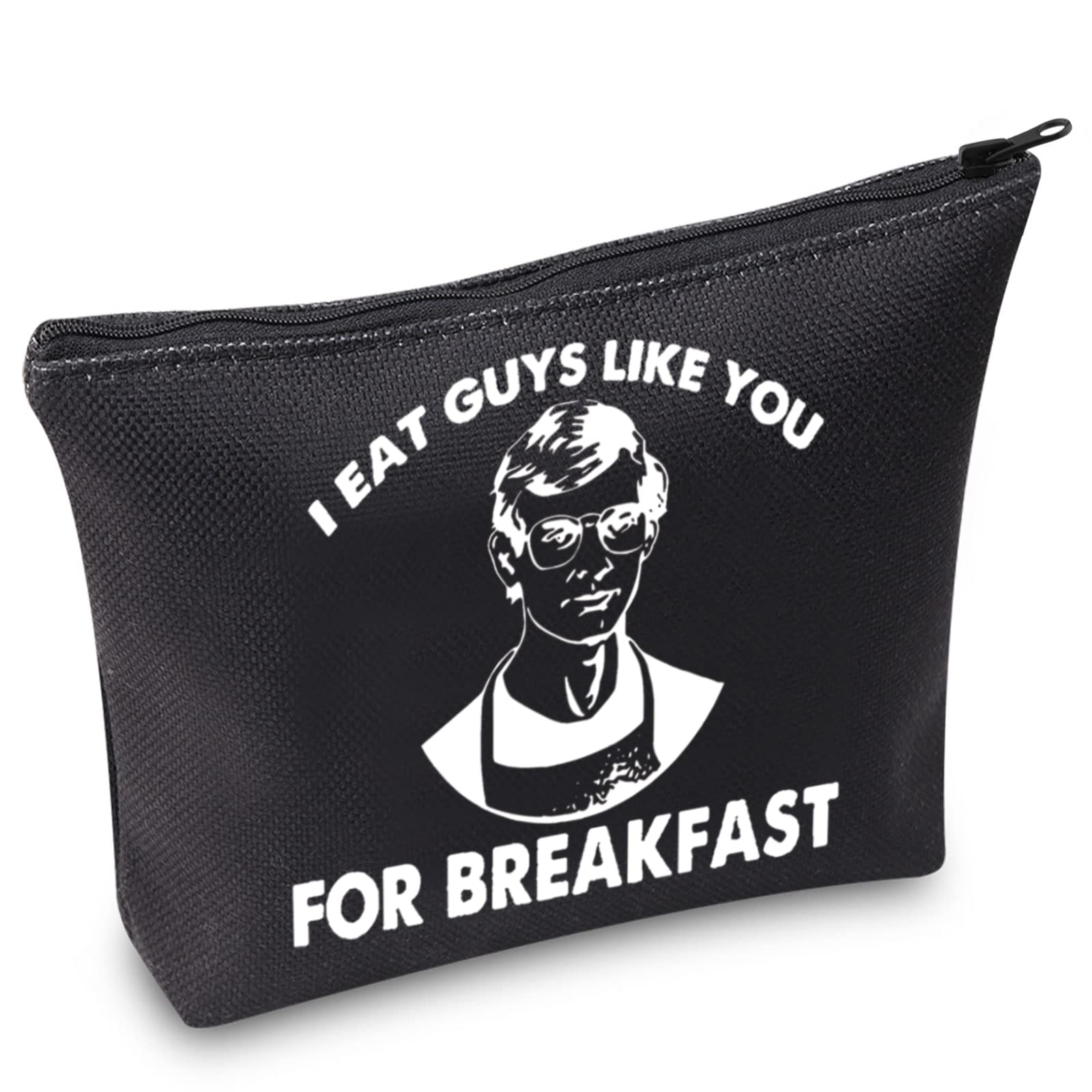 LEVLO Jeffrey Dahmer Cosmetic Make Up Bag Horror Movie Lover Gift I Eat Guys Like You for Breakfast Makeup Zipper Pouch Bag for Friend Family, I Eat Guys, Cosmetic Bag