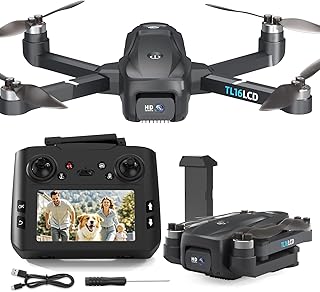 TL16LCD Drone avec Camera 4K, Drone GPS pour Débutants avec Télécommande LCD Retour Automatique Follow Me Transmission en Temps Réel 5G Drones FPV pour Adultes