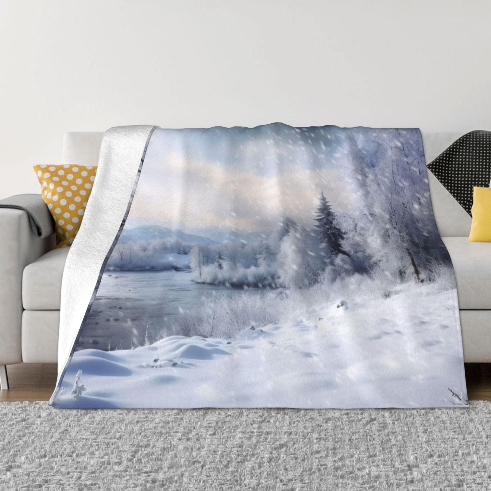 Couverture d'hiver en flanelle douce pour lit et canapé de 127x101 cm