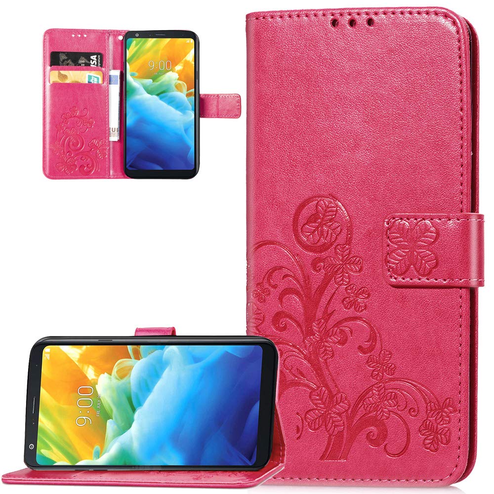ISADENSER Samsung A20S Case Galaxy A20S Case Lucky Design with Magnetic Closure Credit Card Slot Holder [Kickstand] Flip Folio PU Leather Wallet Case for Samsung Galaxy A20S Clover Rose SD