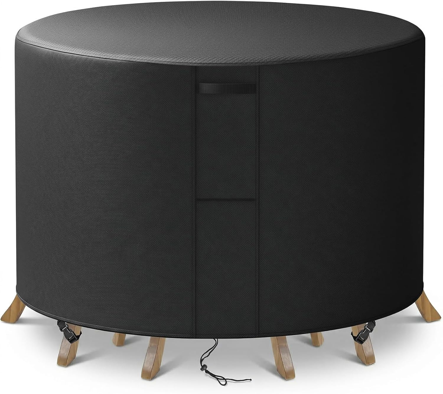KANAGAWA Round Patio Furniture Covers,96"(D) x 28"(H) Heavy Duty Table and Chairs Cover, Anti-Fading Outdoor Waterproof 420D Furniture Cover with UV Resistant,Black