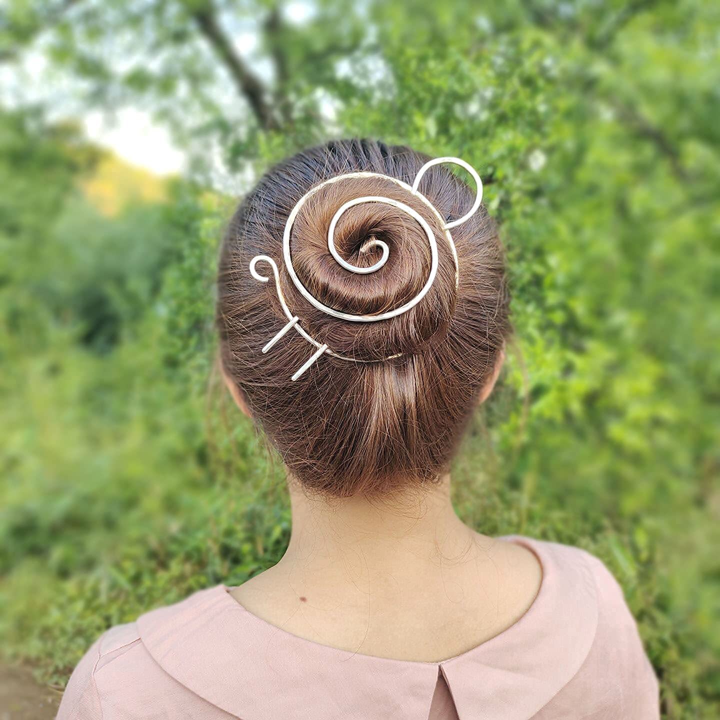 ansulen Bun Maker for Hair Bun Cover Metal Bun Holder with Hair Fork Durable Hair Clips for Women Girls Sturdy Hair Bun Cage for Thin Hair Silver Hair Accessories Christmas Gift : Beauty & Personal Care