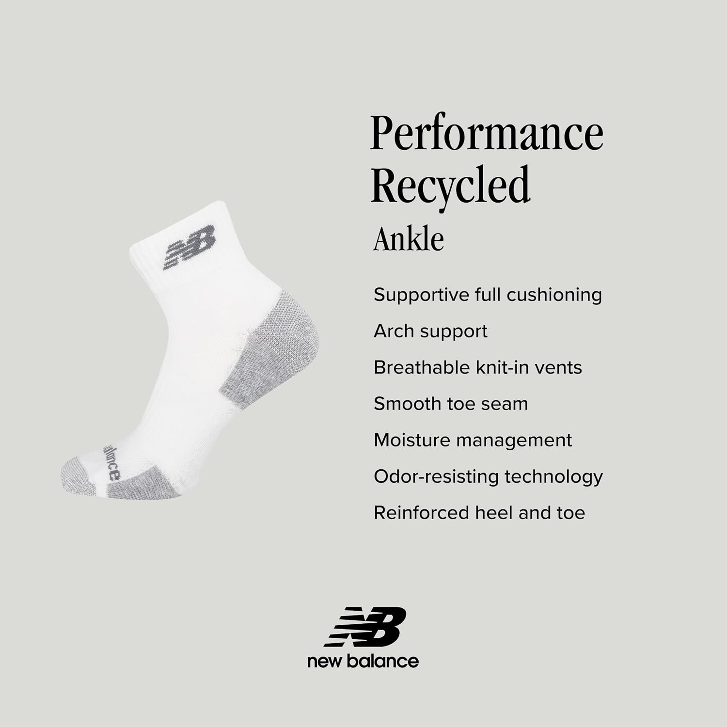 New Balance Unisex Adult Performance Recycled Ankle Socks (6-Pack)