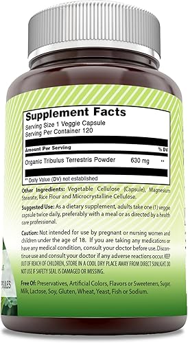 Miniatura 3 de Amazing India Tribulus Suplemento de 630 mg  120 cápsulas vegetales  Sin OMG  Sin gluten  Fabricado en Estados Unidos