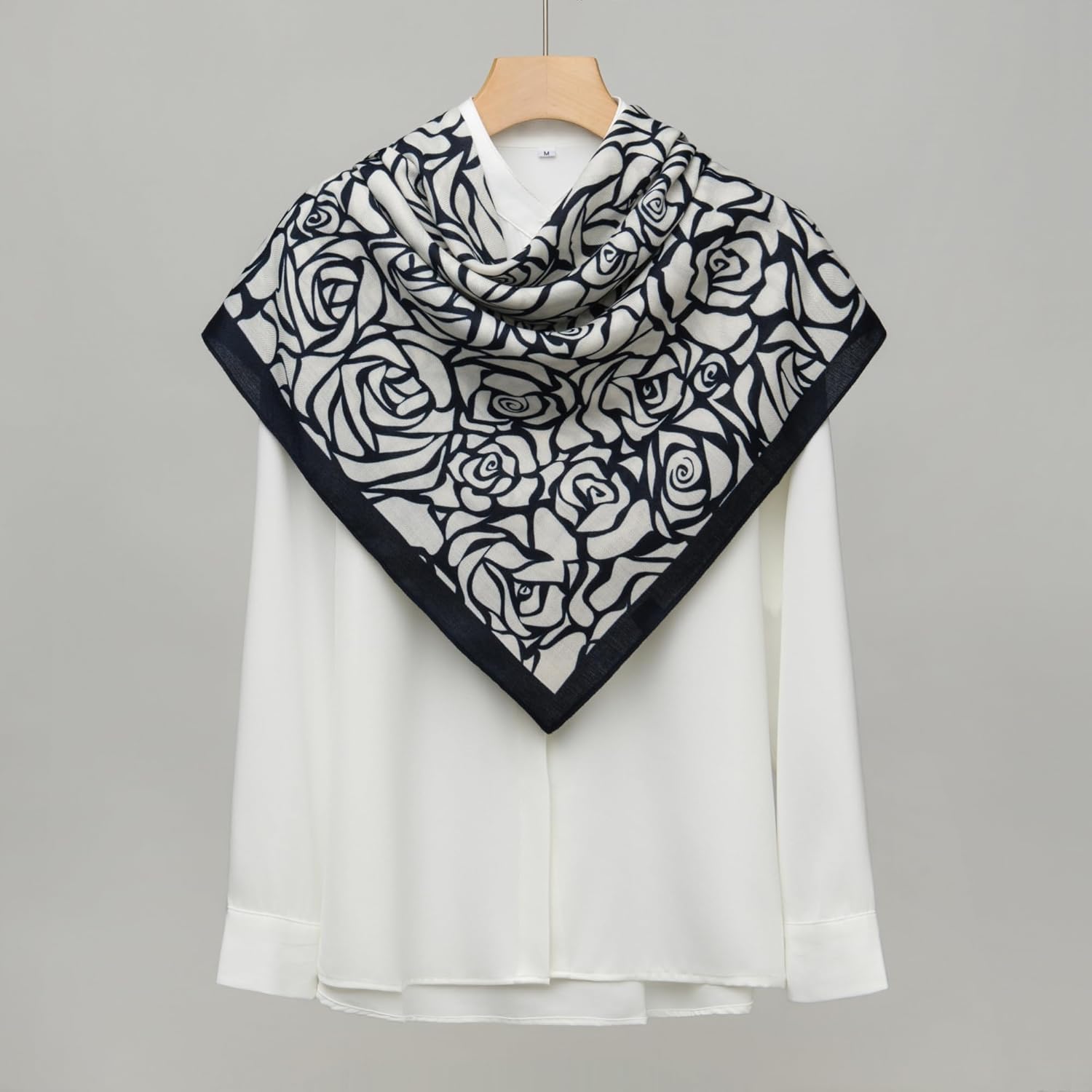 Wool Feel Square Scarf Wrap - Featherlight & Wrinkle-Free, 35"x35" Shawl for Travel & Office. Ready-to-Gift. - Image 7