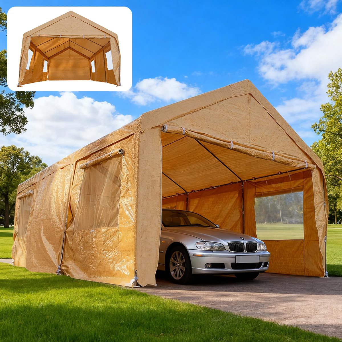 Amazon.co.jp: Simpolu 【UPF50+UVカット&防雨】 大型 車庫テント 