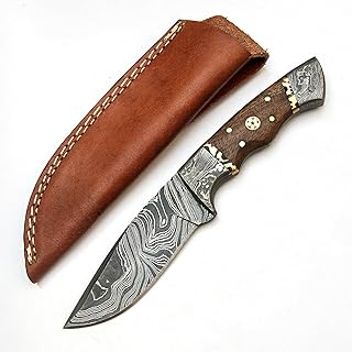 PAL 2000 KNIVES BOW-9568 Custom Handmade Damascus Steel Fixed Blade Hunting Knife With Sheath - PAL 2000 KNIVES