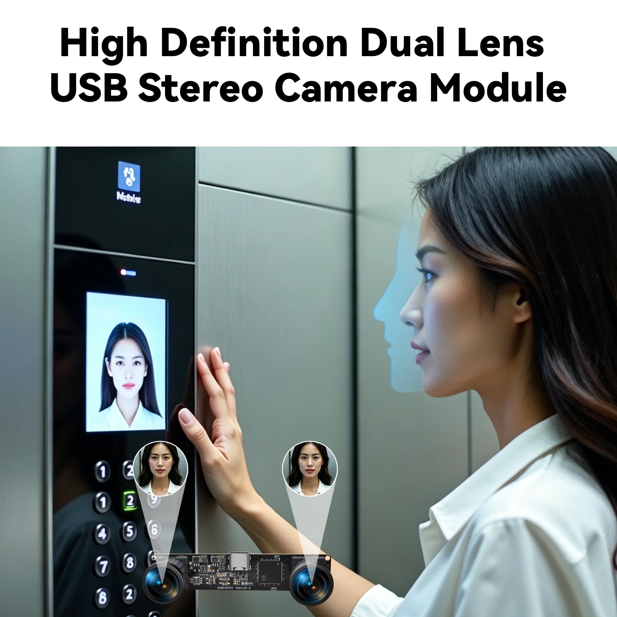 Cámara USB con obturador global de 1200P | Lente dual estéreo 3D VR de alta velocidad de 120 fps | Cámara de sincronización gran angular sin distorsión para robótica, reconocimiento facial y