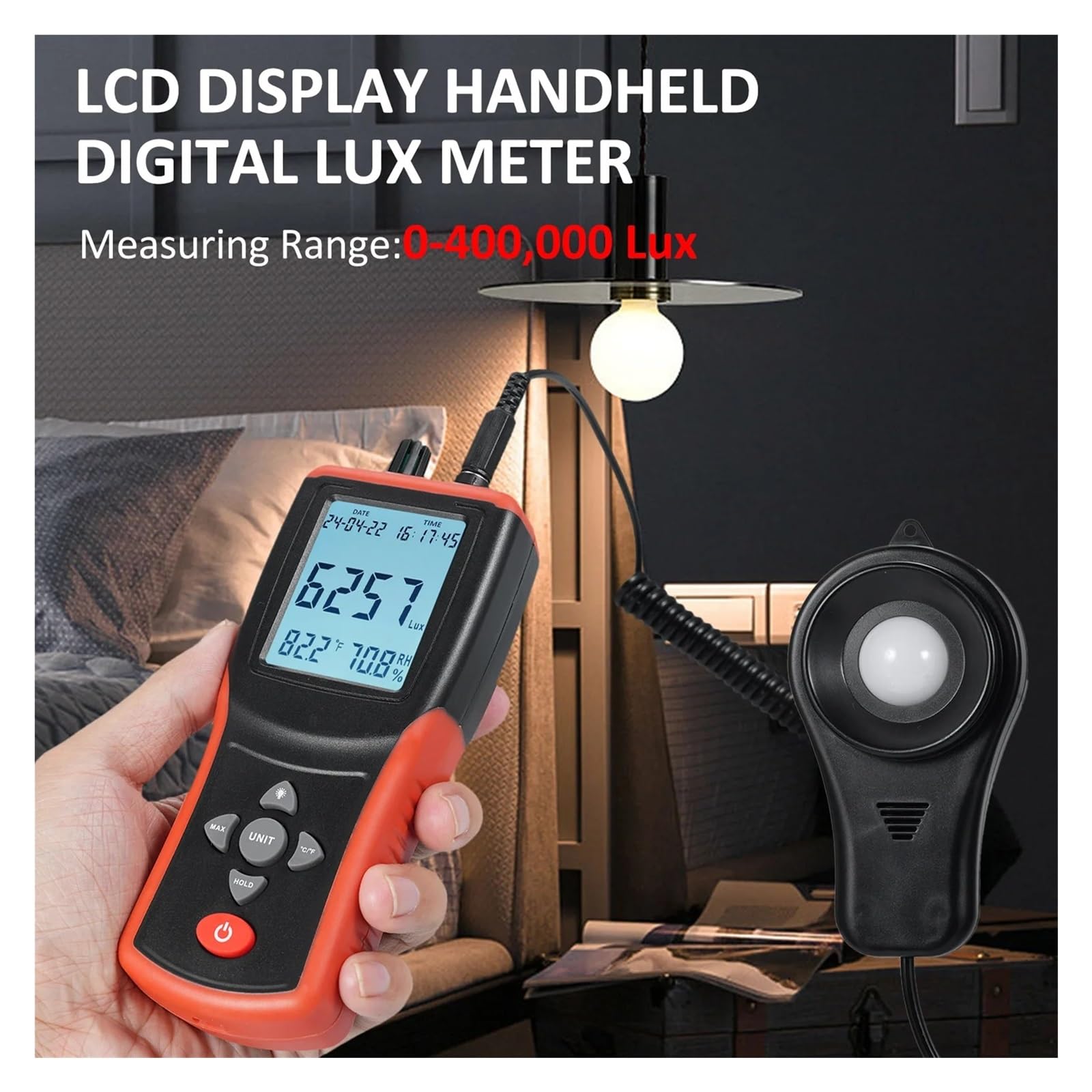 Probador de luz Digital TL-603 Medidor de Lux Digital Profesional 400000, medidor luz portátil, Lux/FC Alta precisión, luxómetro, iluminómetro, fotómetro