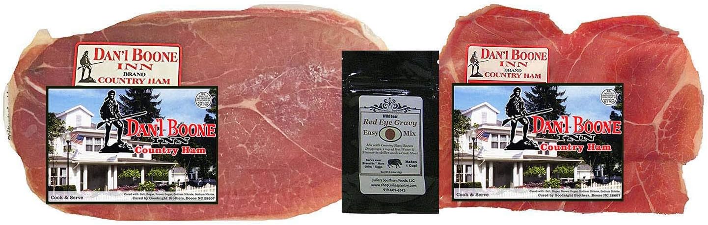 North Carolina Country Ham Biscuit and Center Slices, 6oz each, and sample Red Eye Gravy Mix