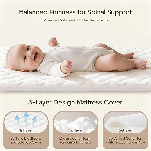 Miniatura 6 de Moisés de noche, diseño de malla, moisés portátil para bebé con colchón lavable, 5 alturas ajustables (beige)