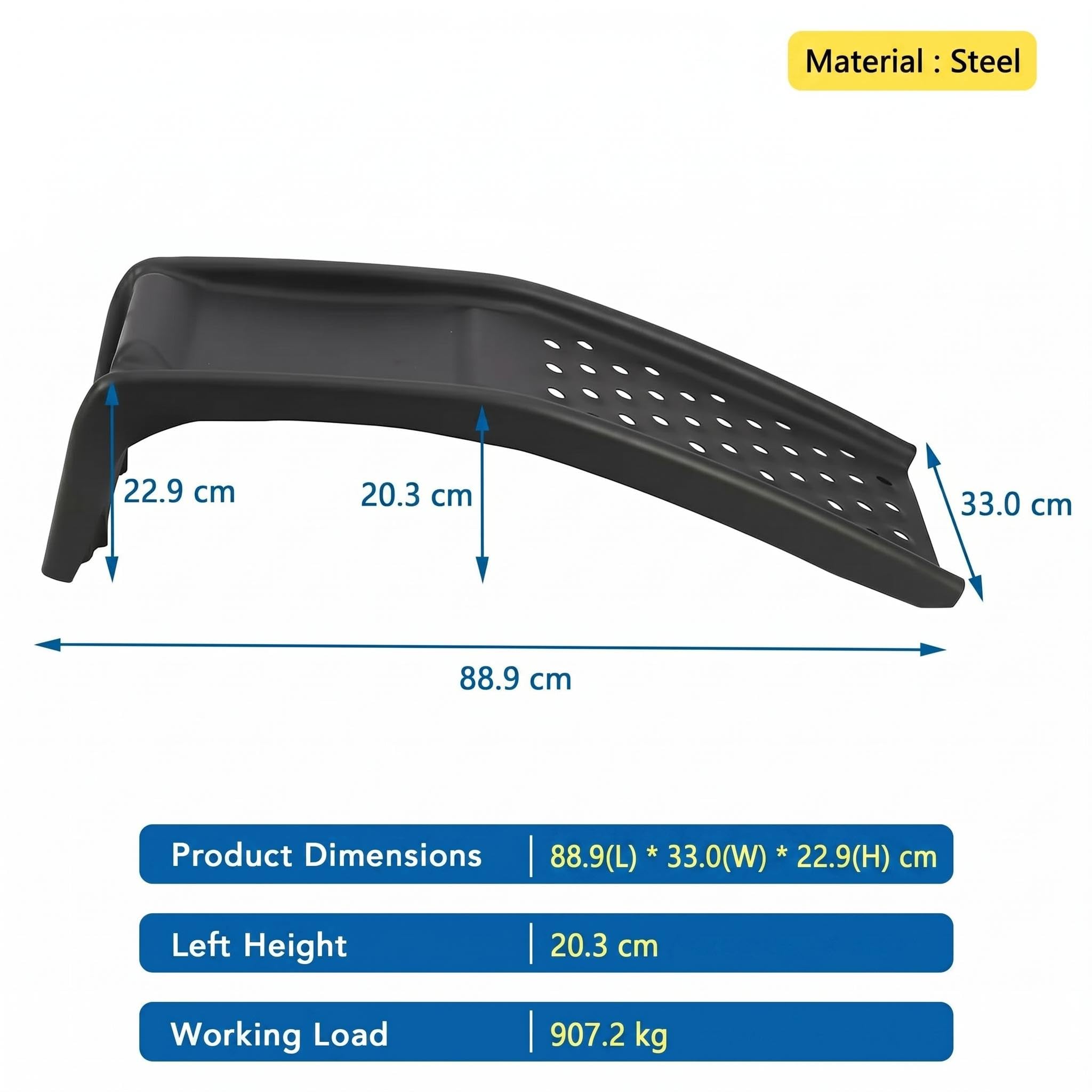 GarveeLife Massive Stahl Hub-Auffahrrampe 2er-Pack, Höhe 20 cm | Pro Rampe 907 kg Tragkraft, insgesamt 3629 kg belastbar, geeignet für schwere LKW sowie PKW