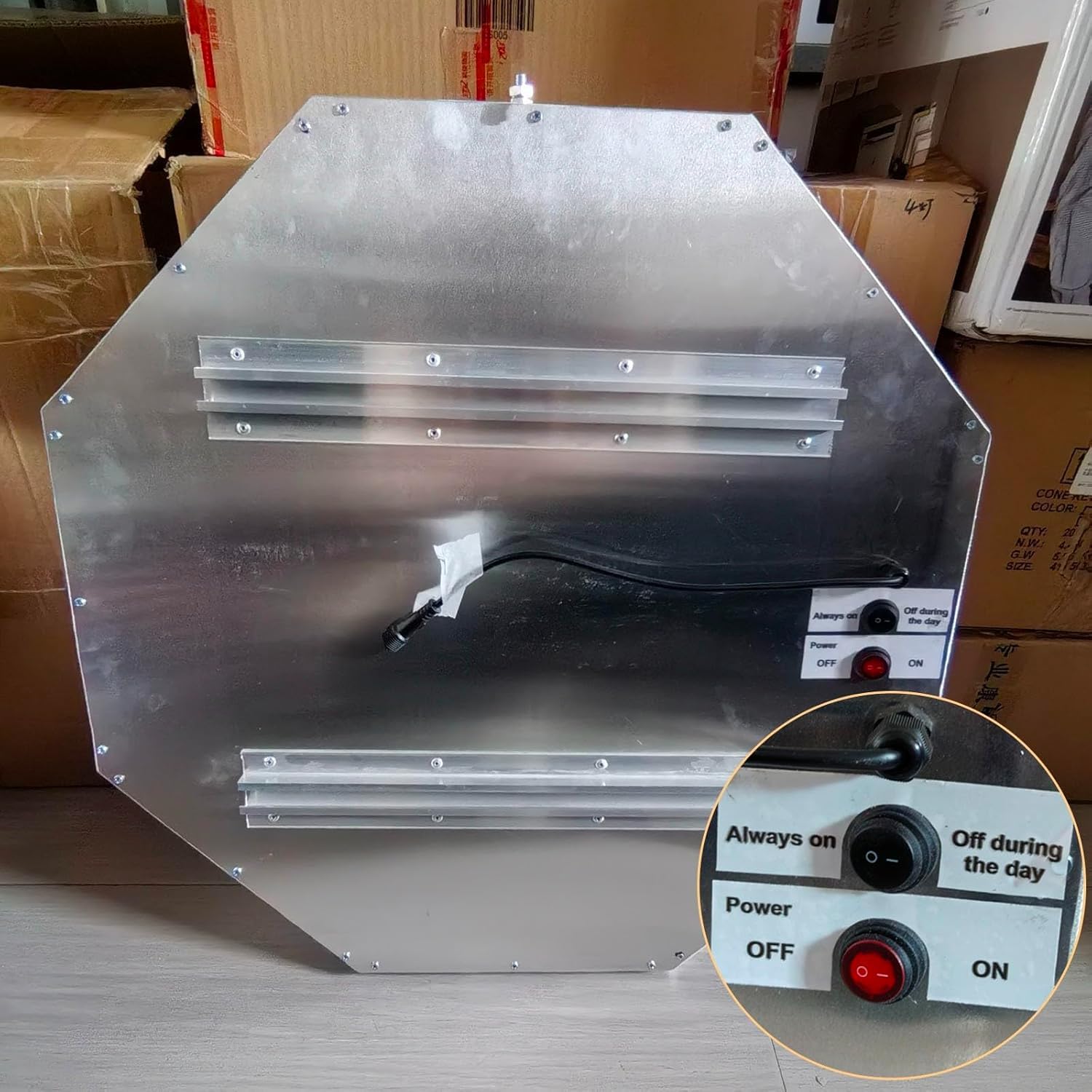 Señal De Alto De 24", Señales De Tráfico Intermitentes De Parada Solar, Marco De Metal Resistente Y Resistente A La Oxidación, Ip65 A Prueba De Agua, Láminas Reflecta, Color, 60cm/24in