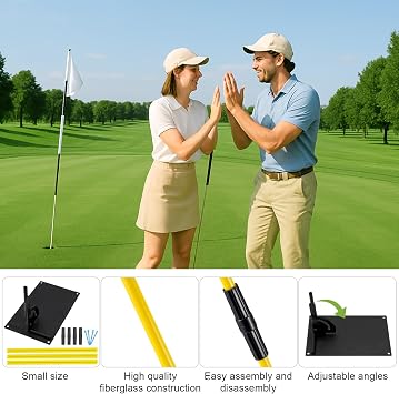 Golf Practice Swing Trainer Plate Golf Swing Traine Golf Trainer | Hitting Training Aid Rods Rod Cover Tool Swing Trainer Aids Golf Alignment Stick Holder Set for Men Women Golfers
