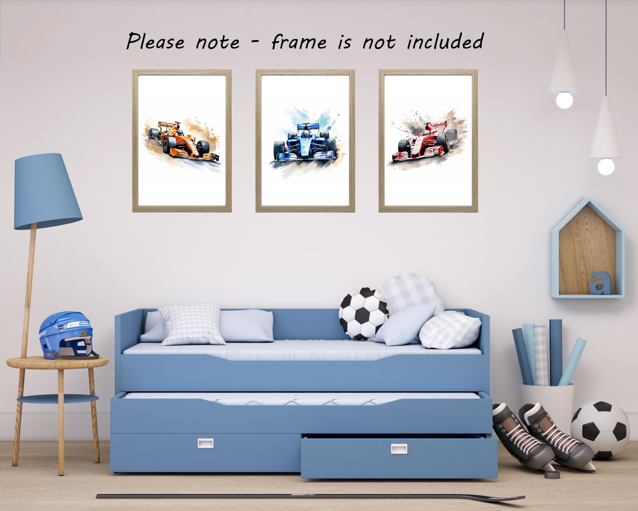 Racing Cars Set of 3 Unframed Poster Prints for Boy Girl Nursery Bedroom Playroom Watercolour Design - Image 4