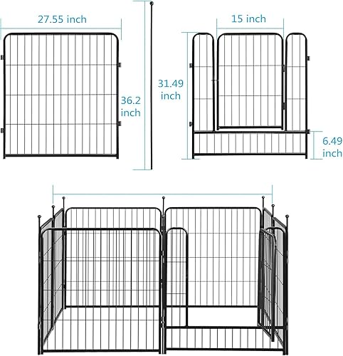 Miniatura 7 de Corralito portátil para perros, valla de ejercicio de metal resistente para mascotas, corral para interiores y exteriores, corral para mascotas para