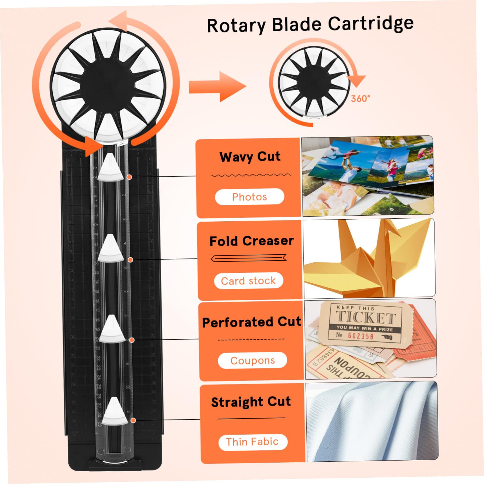 NUOBESTY Cortador de Bordes de Papel, Máquina de Corte de Plástico Negro, Alta Precisión para Fotos y Papel Grueso en Manualidades y Scrapbooking