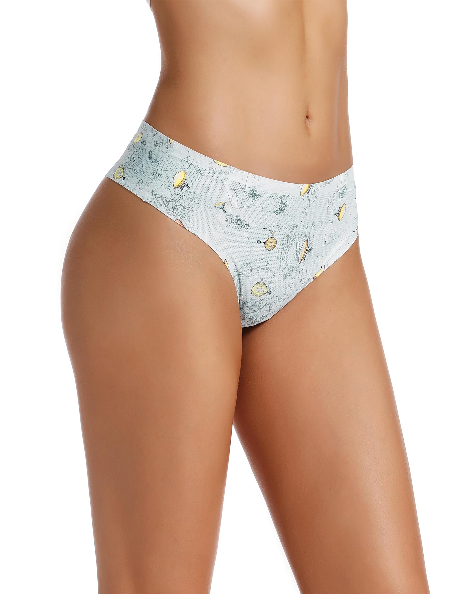 VOENXE Perizoma da Donna Senza Cuciture A Vita Alta,Slip Tange Donna Brasiliana,Invisibili Microfibra Mutande,Biancheria Confezione String Thong,Seamless,Pacco da 5