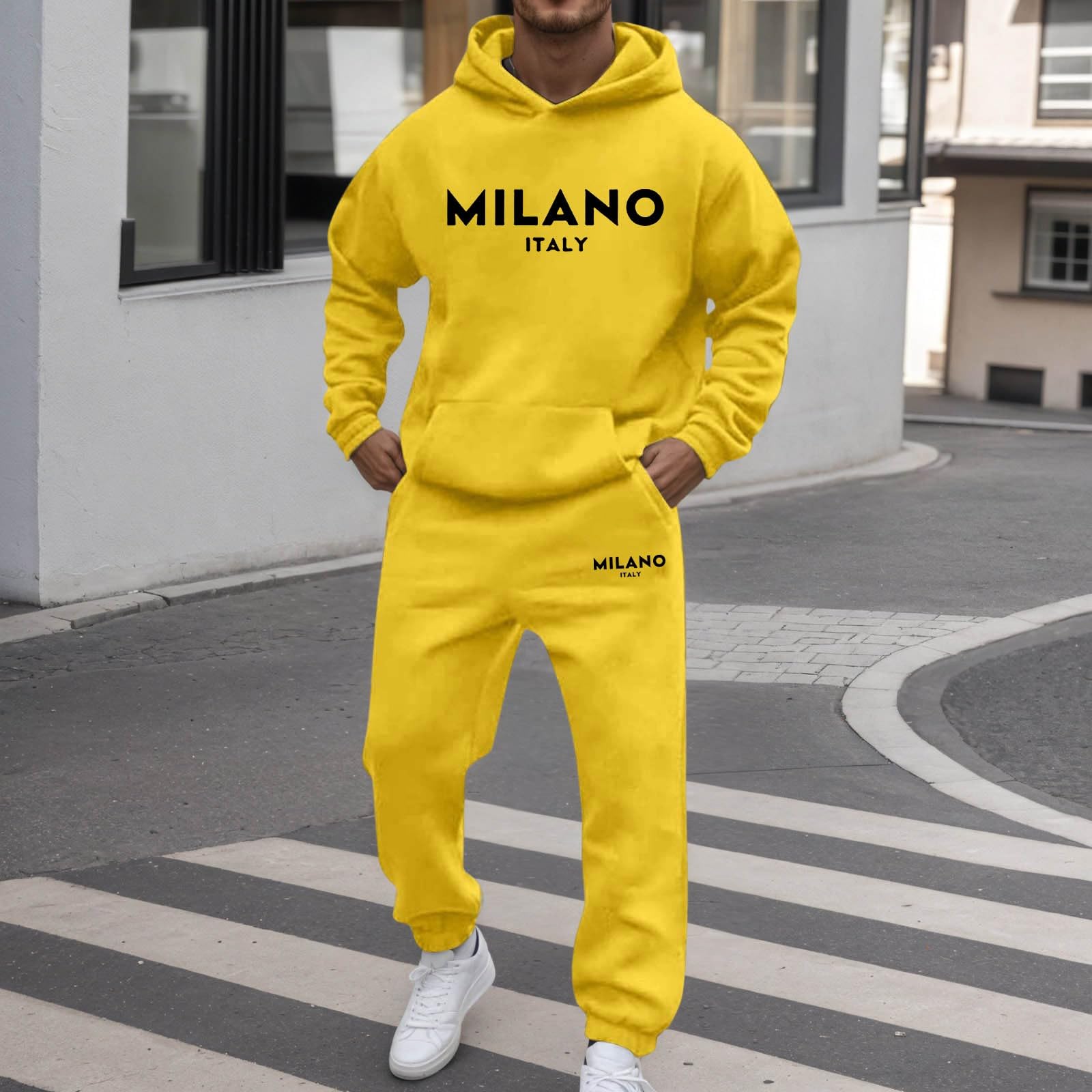 Générique Męski zestaw 2-częściowy bawełniany dres koszulka i szorty na lato na co dzień wygodny miękki lekki oddychający strój sportowy na co dzień moda fitness rekreacja A34, Żółty, XXL